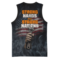 Labor Day Basketball Jersey Strong Hands Build Nations Patriotic Grunge Tools