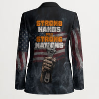 Labor Day Blazer Strong Hands Build Nations Patriotic Grunge Tools