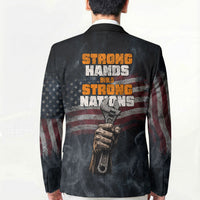 Labor Day Blazer Strong Hands Build Nations Patriotic Grunge Tools