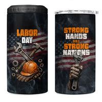 Labor Day 4 in 1 Can Cooler Tumbler Strong Hands Build Nations Patriotic Grunge Tools