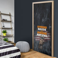 Labor Day Door Cover Strong Hands Build Nations Patriotic Grunge Tools
