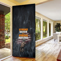 Labor Day Door Cover Strong Hands Build Nations Patriotic Grunge Tools