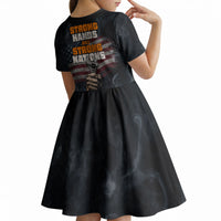 Labor Day Kid Short Sleeve Dress Strong Hands Build Nations Patriotic Grunge Tools