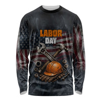 Labor Day Long Sleeve Shirt Strong Hands Build Nations Patriotic Grunge Tools
