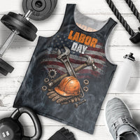 Labor Day Men Tank Top Strong Hands Build Nations Patriotic Grunge Tools
