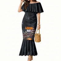 Labor Day Mermaid Dress Strong Hands Build Nations Patriotic Grunge Tools