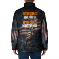 Labor Day Padded Jacket Strong Hands Build Nations Patriotic Grunge Tools