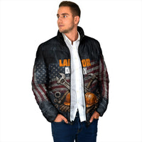 Labor Day Padded Jacket Strong Hands Build Nations Patriotic Grunge Tools