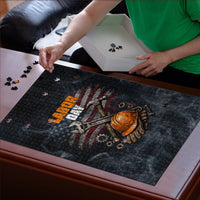 Labor Day Puzzle Strong Hands Build Nations Patriotic Grunge Tools