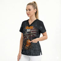 Labor Day Scrub Top Strong Hands Build Nations Patriotic Grunge Tools