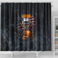 Labor Day Shower Curtain Strong Hands Build Nations Patriotic Grunge Tools