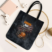 Labor Day Tote Bag Strong Hands Build Nations Patriotic Grunge Tools