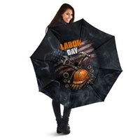 Labor Day Umbrella Strong Hands Build Nations Patriotic Grunge Tools
