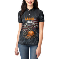 Labor Day Women Polo Shirt Strong Hands Build Nations Patriotic Grunge Tools