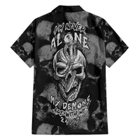 Skull Pattern Family Matching Off Shoulder Short Dress and Hawaiian Shirt I'm Never Alone - My Demon Are With Me 24/7 - Wonder Print Shop