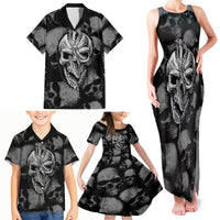 Skull Pattern Family Matching Tank Maxi Dress and Hawaiian Shirt I'm Never Alone - My Demon Are With Me 24/7 - Wonder Print Shop