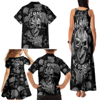 Skull Pattern Family Matching Tank Maxi Dress and Hawaiian Shirt I'm Never Alone - My Demon Are With Me 24/7 - Wonder Print Shop