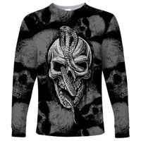 Skull Pattern Long Sleeve Shirt I'm Never Alone - My Demon Are With Me 24/7 - Wonder Print Shop