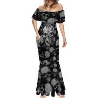 Skull Pattern Mermaid Dress I'm Never Alone - My Demon Are With Me 24/7 - Wonder Print Shop