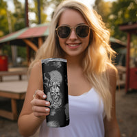 Skull Pattern Skinny Tumbler I'm Never Alone - My Demon Are With Me 24/7 - Wonder Print Shop