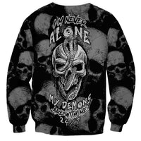 Skull Pattern Sweatshirt I'm Never Alone - My Demon Are With Me 24/7 - Wonder Print Shop