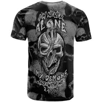 Skull Pattern T Shirt I'm Never Alone - My Demon Are With Me 24/7 - Wonder Print Shop