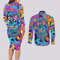 High Feel Skull Couples Matching Long Sleeve Bodycon Dress and Long Sleeve Button Shirts What Is Heaven - Wonder Print Shop
