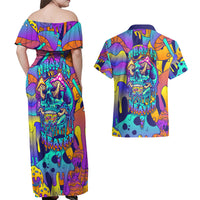 High Feel Skull Couples Matching Off Shoulder Maxi Dress and Hawaiian Shirt What Is Heaven - Wonder Print Shop