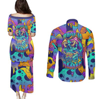 High Feel Skull Couples Matching Puletasi Dress and Long Sleeve Button Shirts What Is Heaven - Wonder Print Shop
