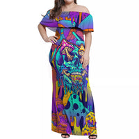 High Feel Skull Off Shoulder Maxi Dress What Is Heaven - Wonder Print Shop