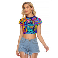 High Feel Skull Raglan Cropped T Shirt What Is Heaven - Wonder Print Shop