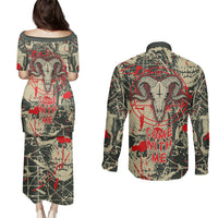 Skull Pattern Couples Matching Puletasi Dress and Long Sleeve Button Shirts Demon Art - Come With Me - Wonder Print Shop