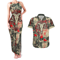 Skull Pattern Couples Matching Tank Maxi Dress and Hawaiian Shirt Demon Art - Come With Me - Wonder Print Shop