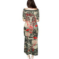 Skull Pattern Family Matching Puletasi Dress and Hawaiian Shirt Demon Art - Come With Me - Wonder Print Shop