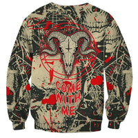 Skull Pattern Sweatshirt Demon Art - Come With Me - Wonder Print Shop