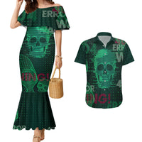 Technology Skull Couples Matching Mermaid Dress and Hawaiian Shirt Warning - Erro 404 - Wonder Print Shop
