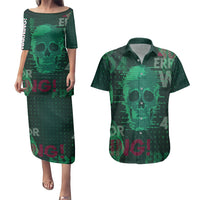 Technology Skull Couples Matching Puletasi Dress and Hawaiian Shirt Warning - Erro 404 - Wonder Print Shop