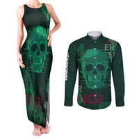 Technology Skull Couples Matching Tank Maxi Dress and Long Sleeve Button Shirts Warning - Erro 404 - Wonder Print Shop