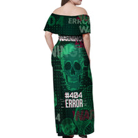 Technology Skull Family Matching Off Shoulder Maxi Dress and Hawaiian Shirt Warning - Erro 404 - Wonder Print Shop
