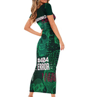 Technology Skull Family Matching Short Sleeve Bodycon Dress and Hawaiian Shirt Warning - Erro 404 - Wonder Print Shop