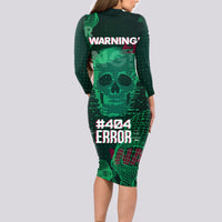 Technology Skull Long Sleeve Bodycon Dress Warning - Erro 404 - Wonder Print Shop