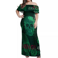Technology Skull Off Shoulder Maxi Dress Warning - Erro 404 - Wonder Print Shop