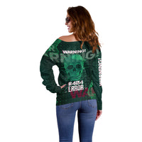 Technology Skull Off Shoulder Sweater Warning - Erro 404 - Wonder Print Shop