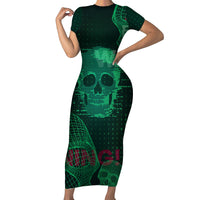 Technology Skull Short Sleeve Bodycon Dress Warning - Erro 404 - Wonder Print Shop