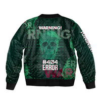Technology Skull Sleeve Zip Bomber Jacket Warning - Erro 404 - Wonder Print Shop