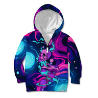 Space Skull Kid Hoodie Skeleton Color Neon Paint On Space - Wonder Print Shop