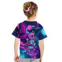 Space Skull Kid T Shirt Skeleton Color Neon Paint On Space - Wonder Print Shop