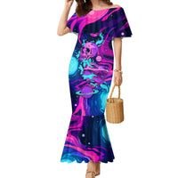 Space Skull Mermaid Dress Skeleton Color Neon Paint On Space - Wonder Print Shop