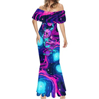 Space Skull Mermaid Dress Skeleton Color Neon Paint On Space - Wonder Print Shop