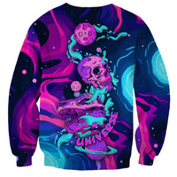 Space Skull Sweatshirt Skeleton Color Neon Paint On Space - Wonder Print Shop